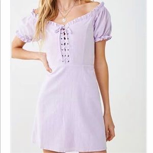 NWT Nic & Jo Lilac Lace-Up Off-the-Shoulder Dress